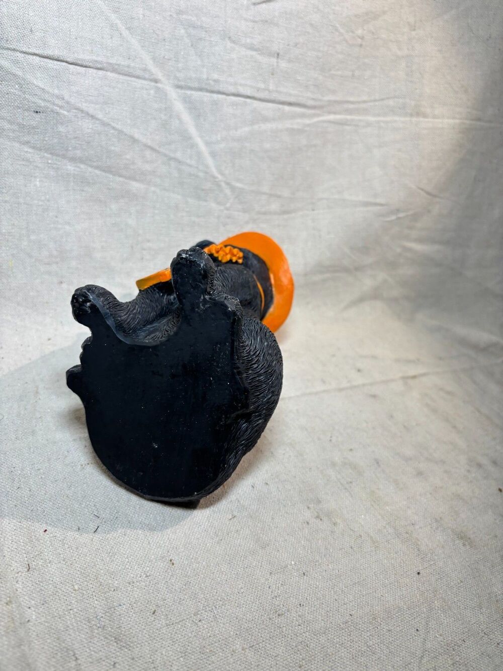 Black Resin Cat Orange Hat "Hocus Pocus" Halloween Decor - Picture 6 of 8
